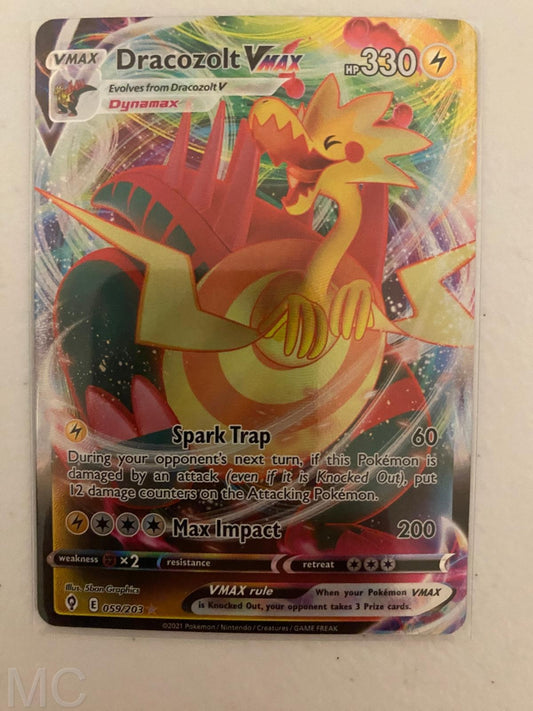 Dracozolt VMAX 059/203 Holo VMAX Rare Evolving Skies Pokemon Near Mint