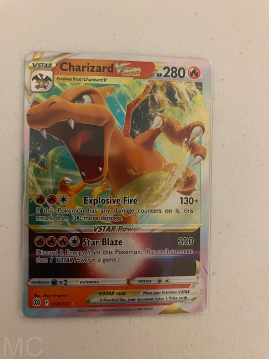 Charizard VSTAR 018/172 Holo VSTAR Rare Brilliant Stars Pokemon Near Mint