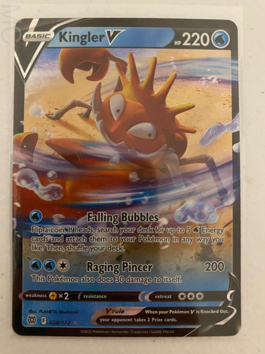 Kingler V 028/172 Holo V Rare Brilliant Stars Pokemon Near Mint