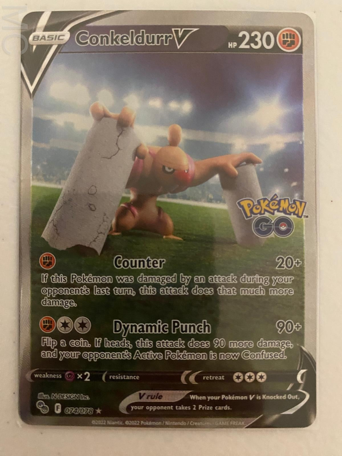 Conkeldurr V 074/078 Ultra Rare Pokemon GO Pokemon Near Mint