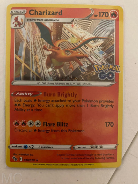 Charizard 010/078 Holo Rare Pokemon GO Pokemon Near Mint