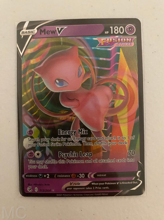 Mew V 113/264 Holo V Rare Fusion Strike Pokemon Near Mint