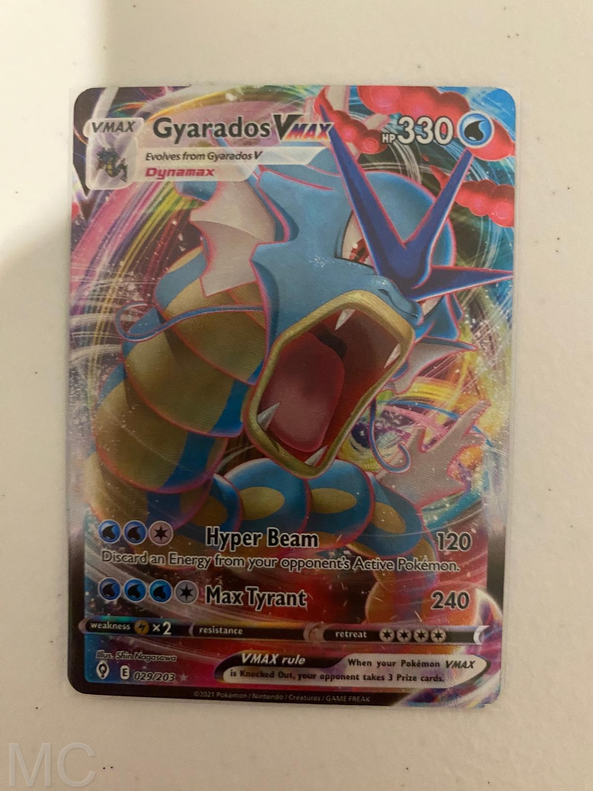 Gyarados VMAX 029/203 Holo VMAX Rare Evolving Skies Pokemon Near Mint