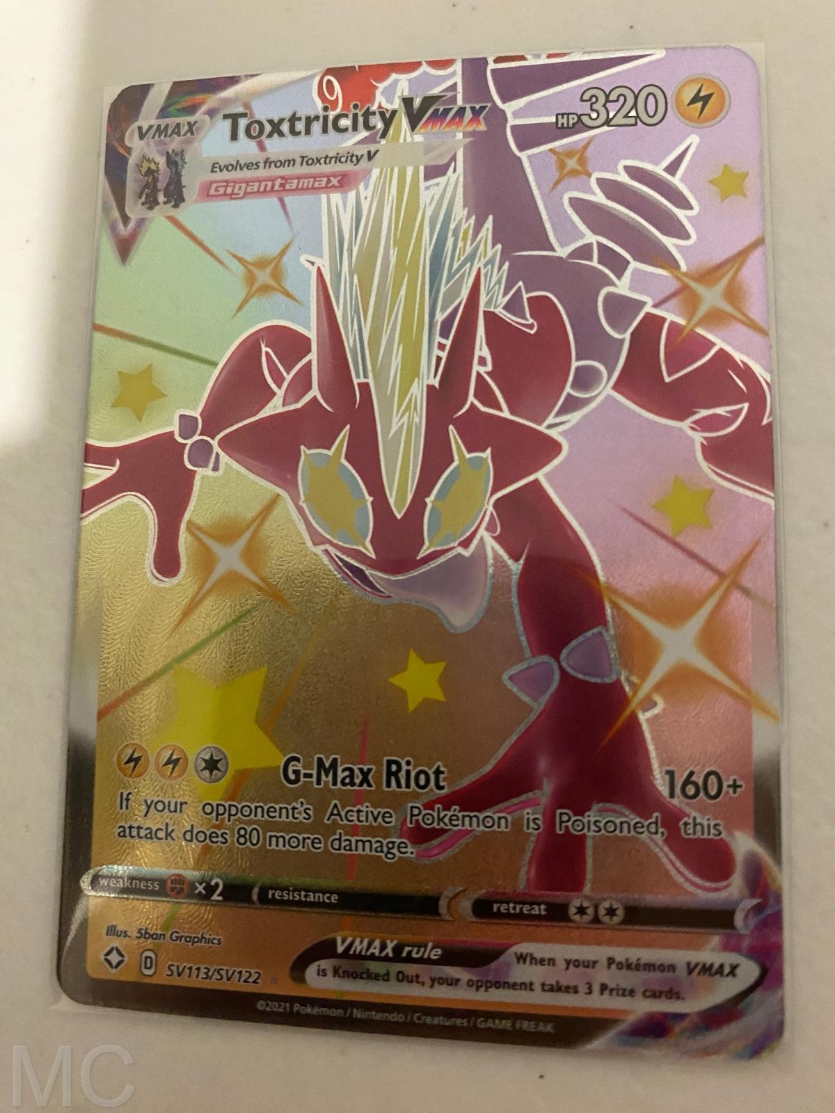 Toxtricity VMAX SV113/SV122 Holo VMAX Rare Shining Fates Shiny Vault Pokemon NM