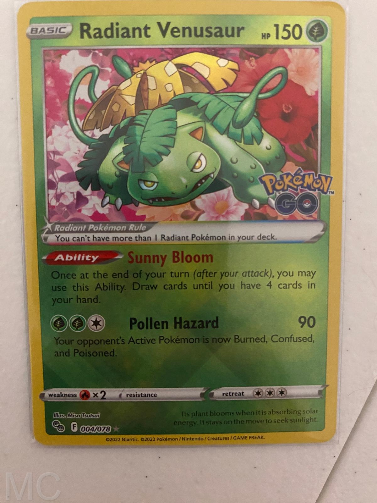 Radiant Venusaur 004/078 Radiant Rare Pokemon GO Pokemon Near Mint
