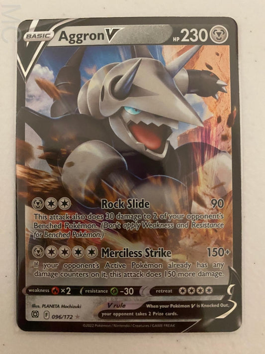 Aggron V 096/172 Holo V Rare Brilliant Stars Pokemon Near Mint