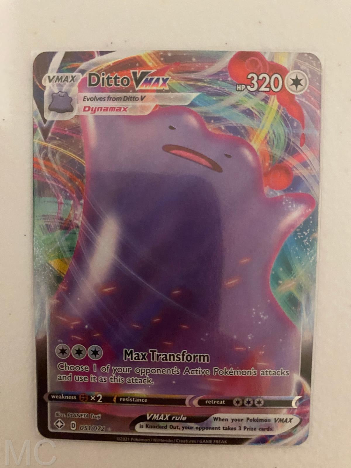 Ditto VMAX 051/072 Holo VMAX Rare Shining Fates Pokemon Near Mint