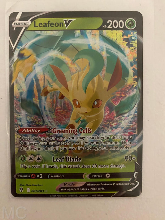 Leafeon V 007/203 Holo V Rare Evolving Skies Pokemon Near Mint