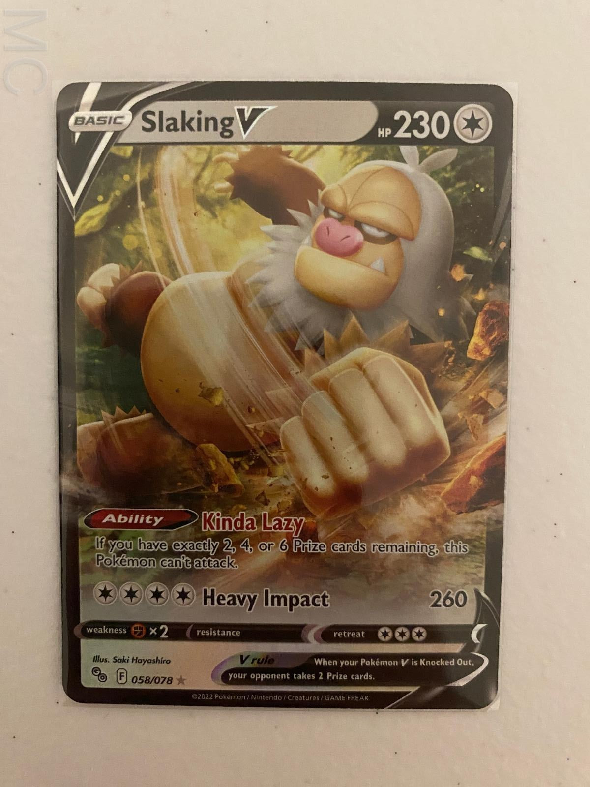 Slaking V 058/078 Holo V Rare Pokemon GO Pokemon Near Mint