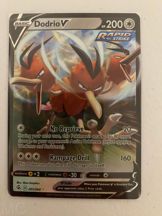 Dodrio V 201/264 Holo V Rare Fusion Strike Pokemon Near Mint
