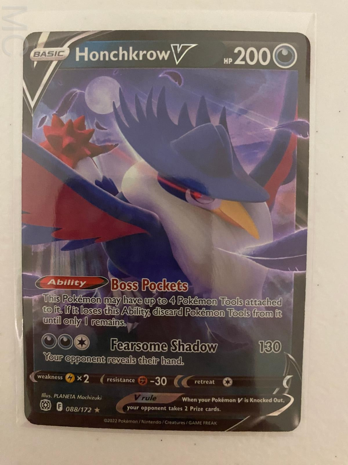 Honchkrow V 088/172 Holo V Rare Brilliant Stars Pokemon Near Mint