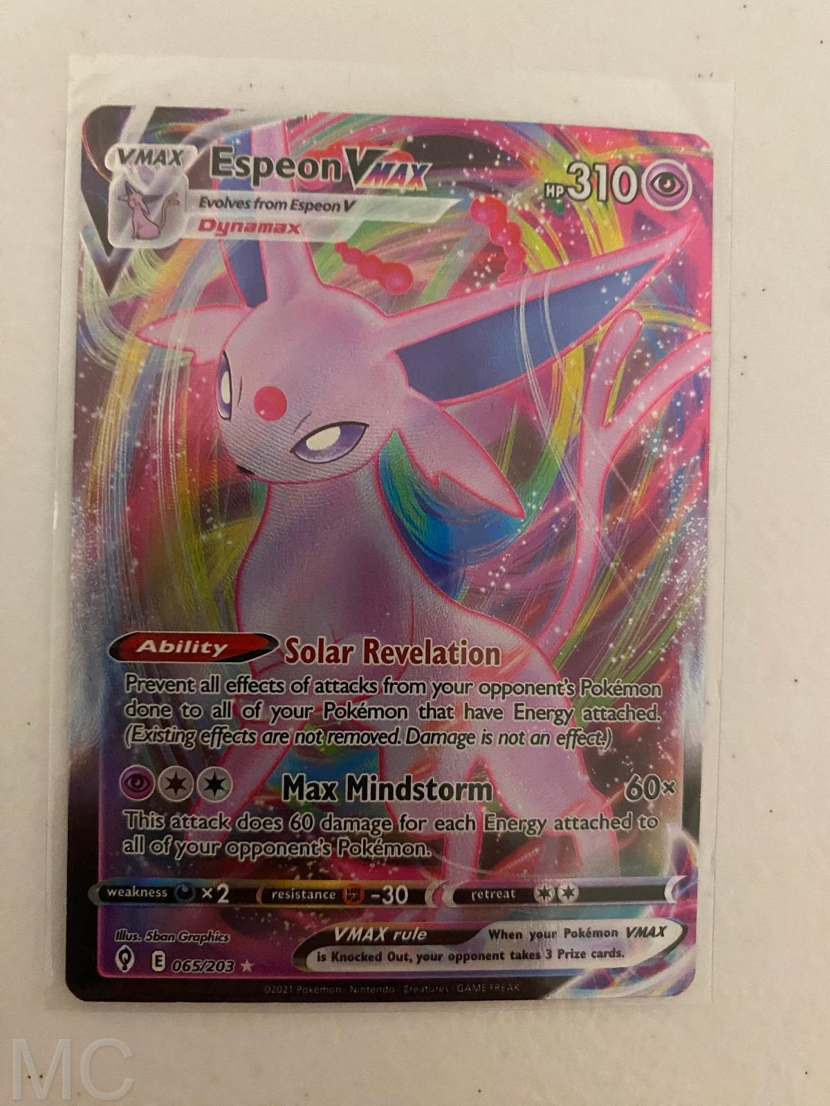 Espeon VMAX 065/203 Holo VMAX Rare Evolving Skies Pokemon Near Mint