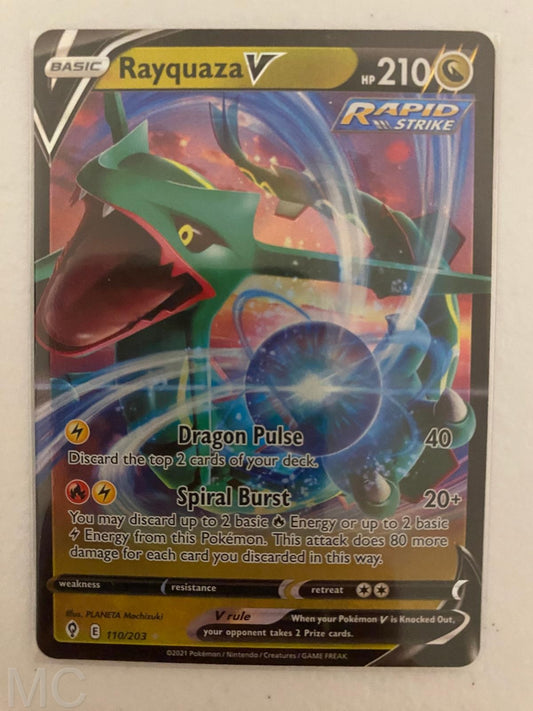 Rayquaza V 110/203 Holo V Rare Evolving Skies Pokemon Near Mint