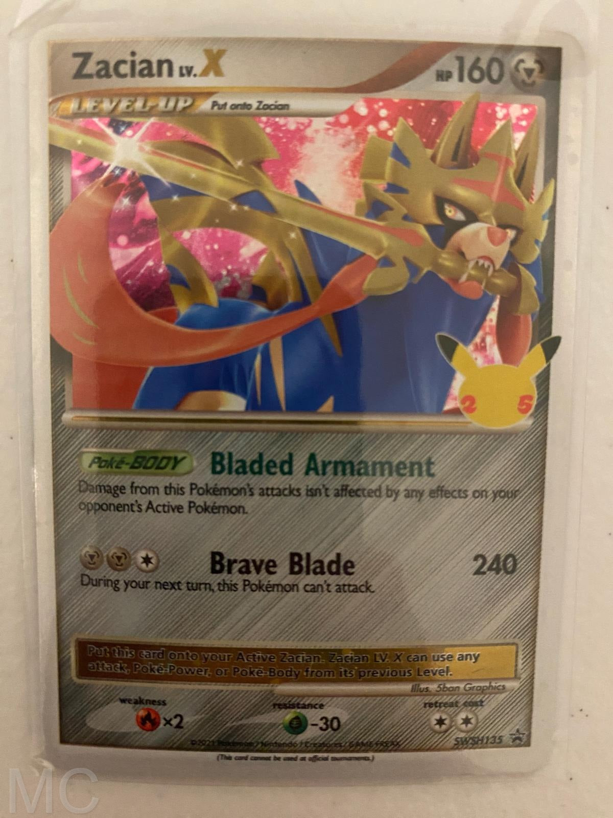 Zacian LV. X SWSH135 Holo Promo Sword & Shield Promo Pokemon Near Mint
