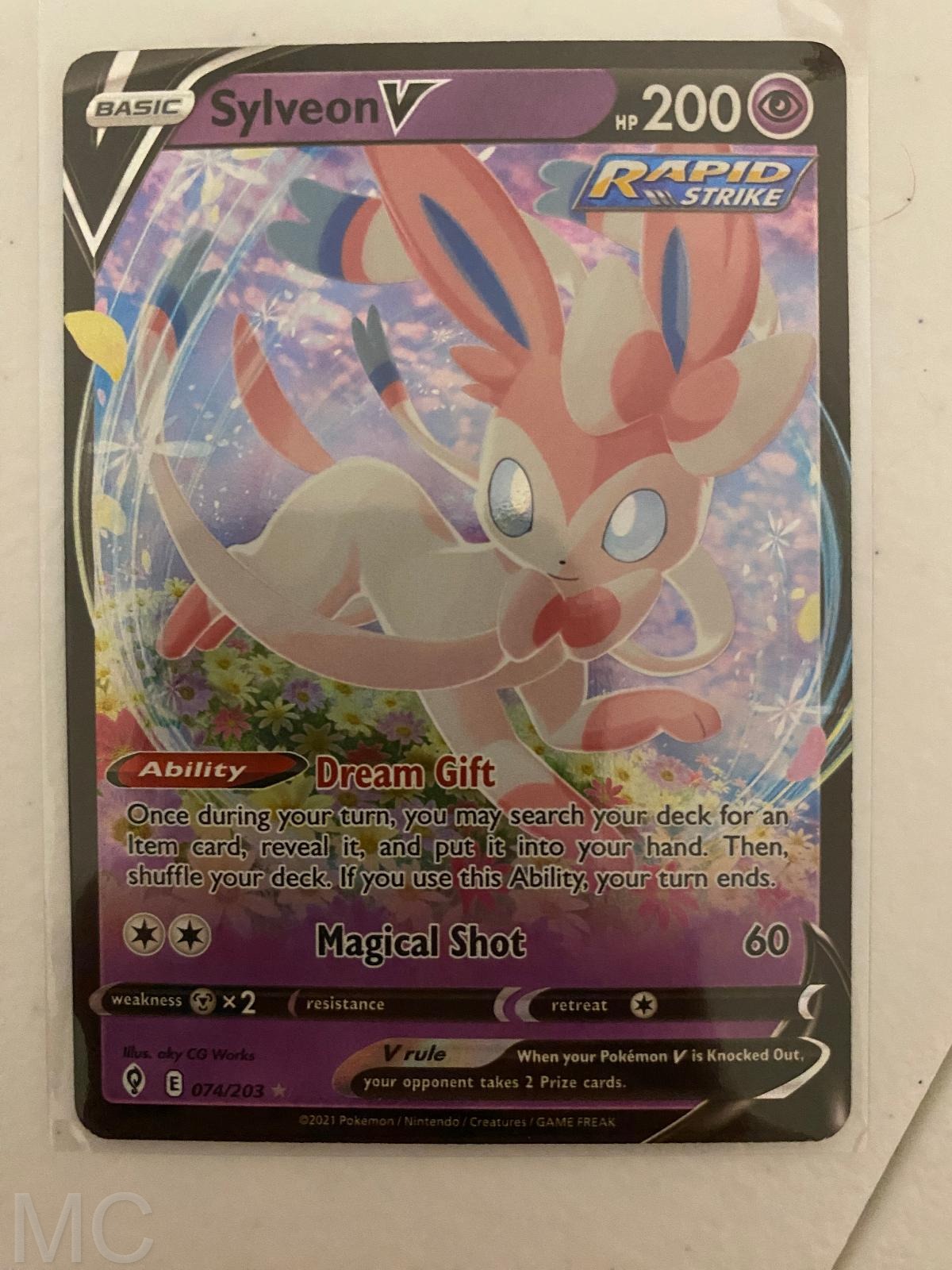 Sylveon V 074/203 Holo V Rare Evolving Skies Pokemon Near Mint