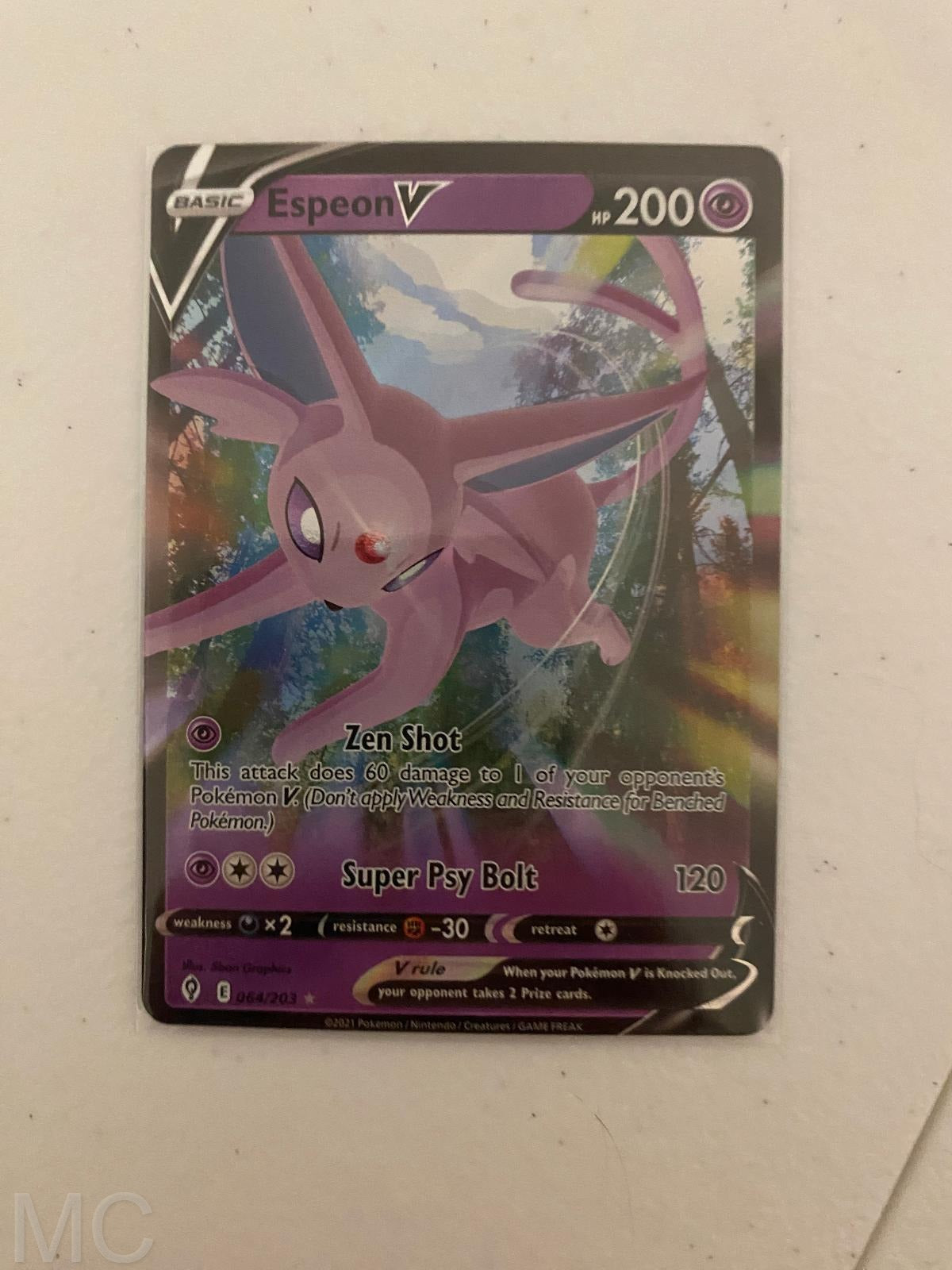 Espeon V 064/203 Holo V Rare Evolving Skies Pokemon Near Mint