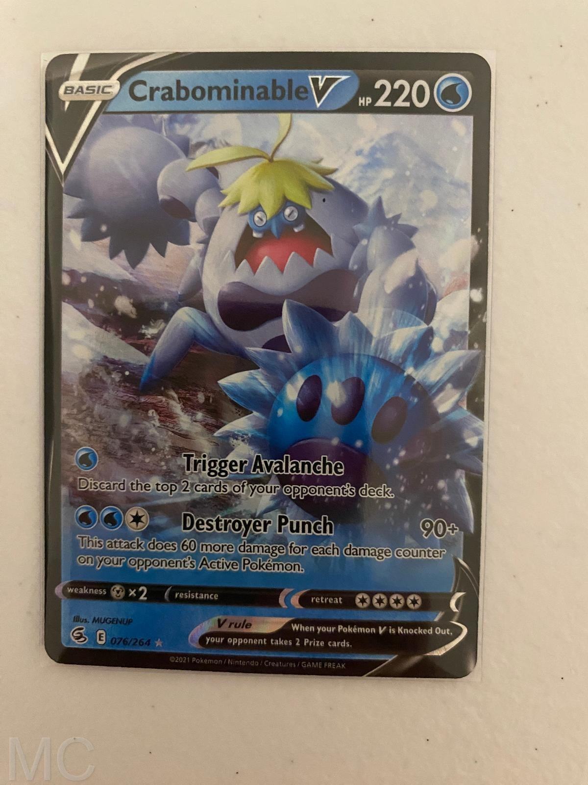 Crabominable V 076/264 Holo V Rare Fusion Strike Pokemon Near Mint