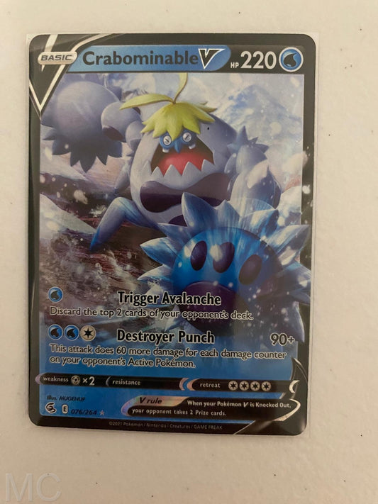 Crabominable V 076/264 Holo V Rare Fusion Strike Pokemon Near Mint