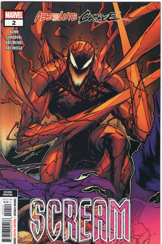 Absolute Carnage: Scream- 2D- 2nd Printing Variant Gerardo Sandoval Cover