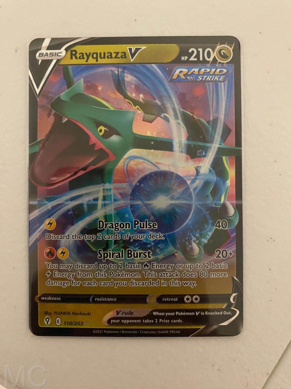 Rayquaza V 110/203 Holo V Rare Evolving Skies Pokemon Near Mint