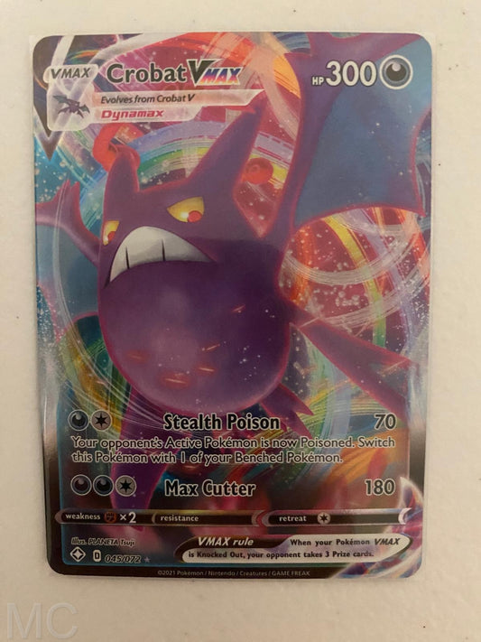 Crobat VMAX 045/072 Holo VMAX Rare Shining Fates Pokemon Near Mint