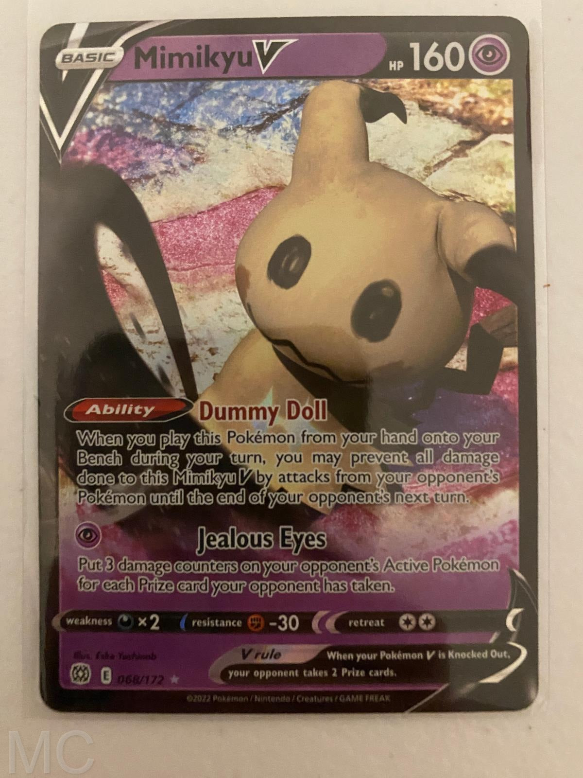 Mimikyu V 068/172 Holo V Rare Brilliant Stars Pokemon Near Mint