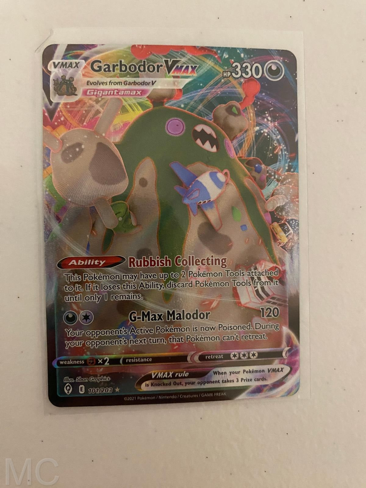 Garbodor VMAX 101/203 Holo VMAX Rare Evolving Skies Pokemon Near Mint