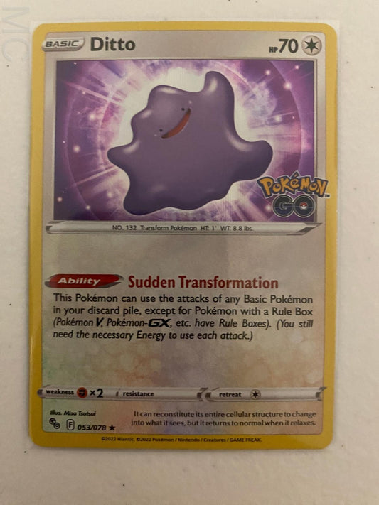 Ditto 053/078 Holo Rare Pokemon GO Pokemon Near Mint