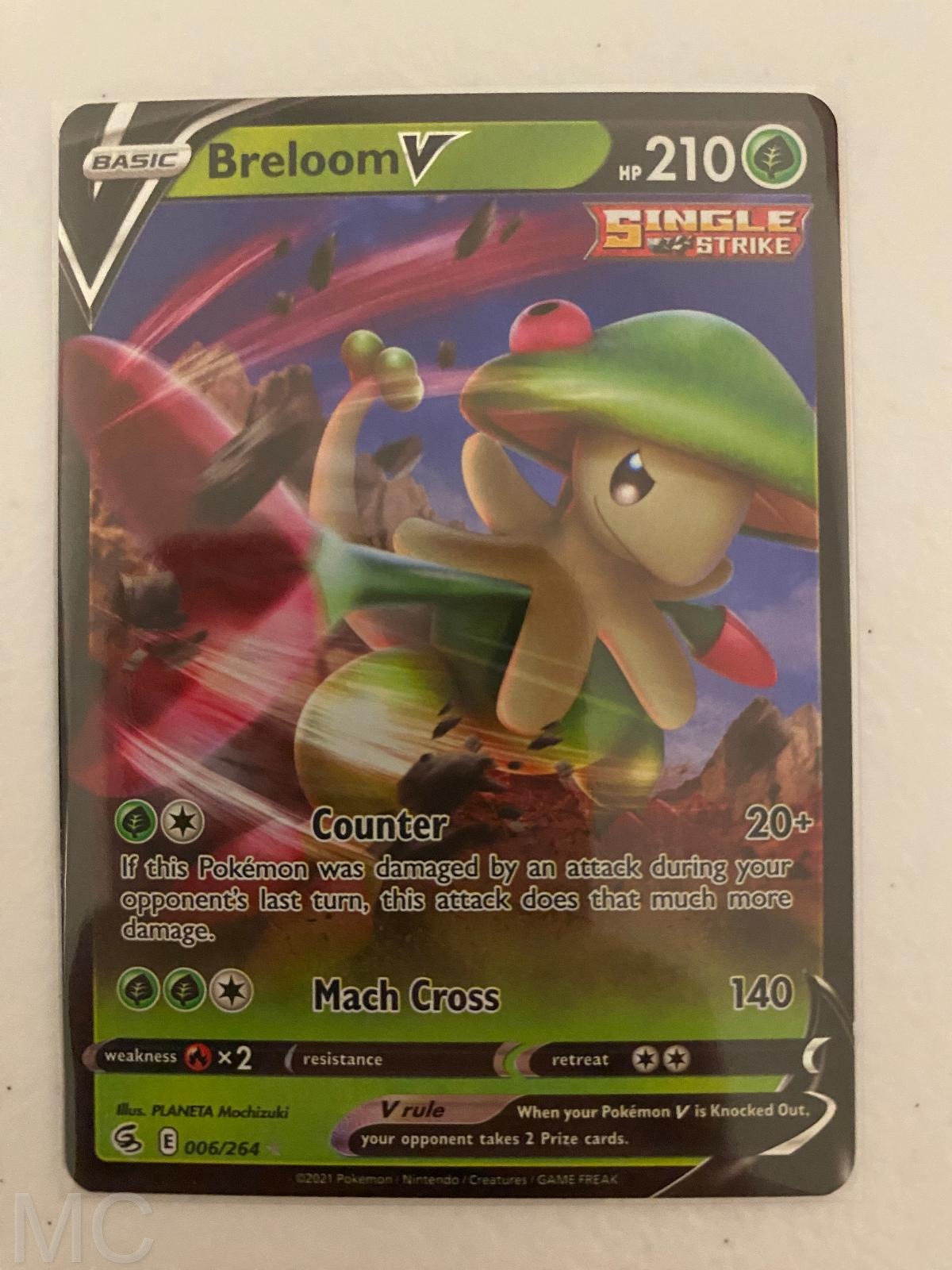 Breloom V 006/264 Holo V Rare Fusion Strike Pokemon Near Mint
