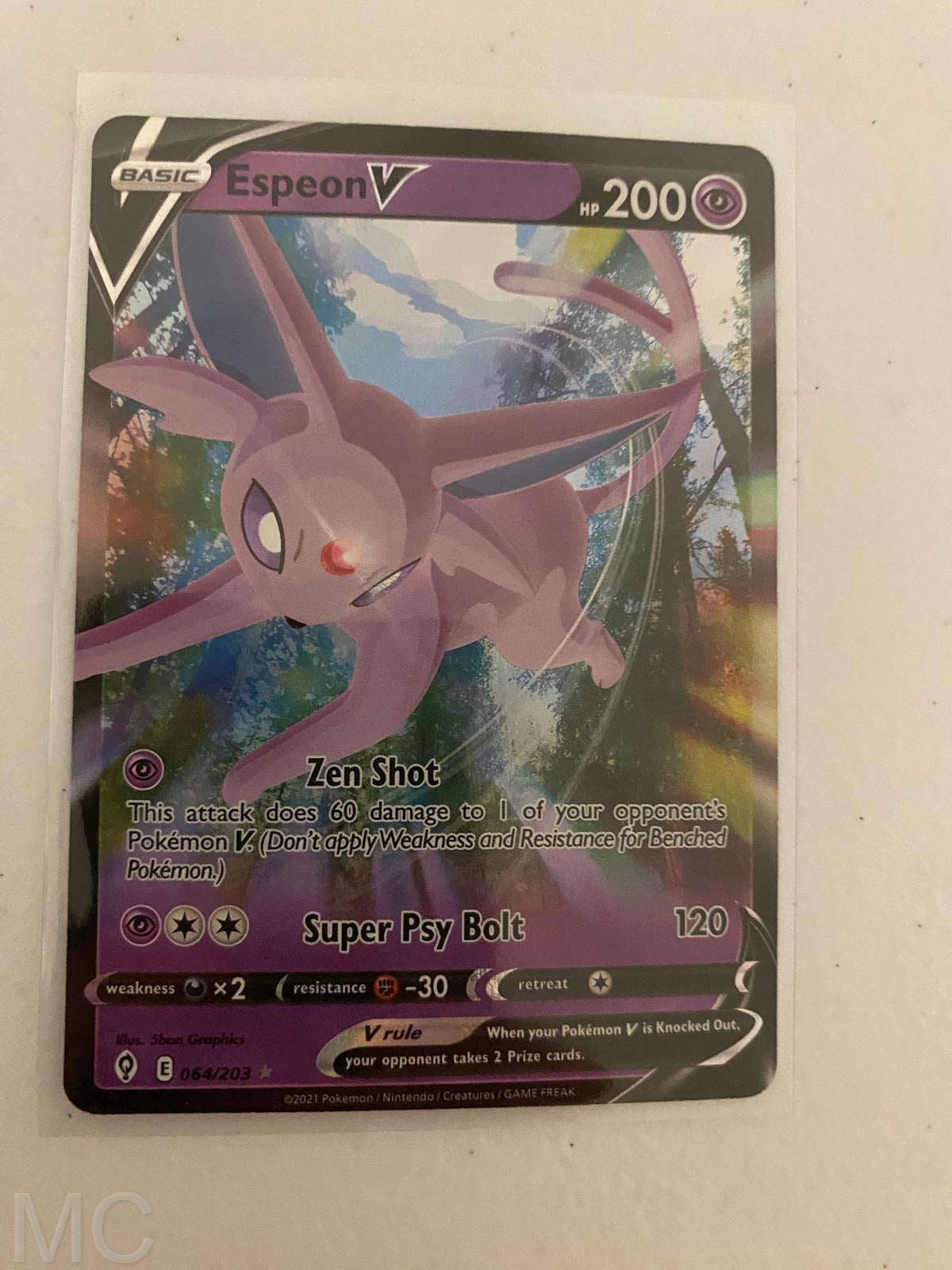 Espeon V 064/203 Holo V Rare Evolving Skies Pokemon Near Mint