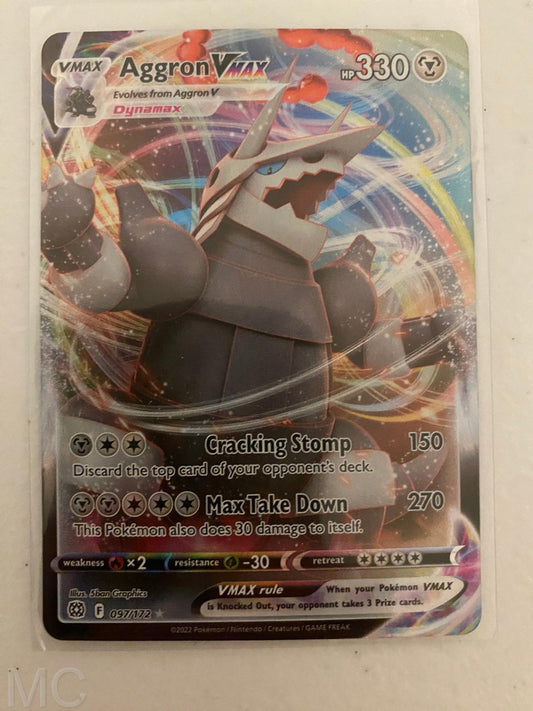Aggron VMAX 097/172 Holo VMAX Rare Brilliant Stars Pokemon Near Mint