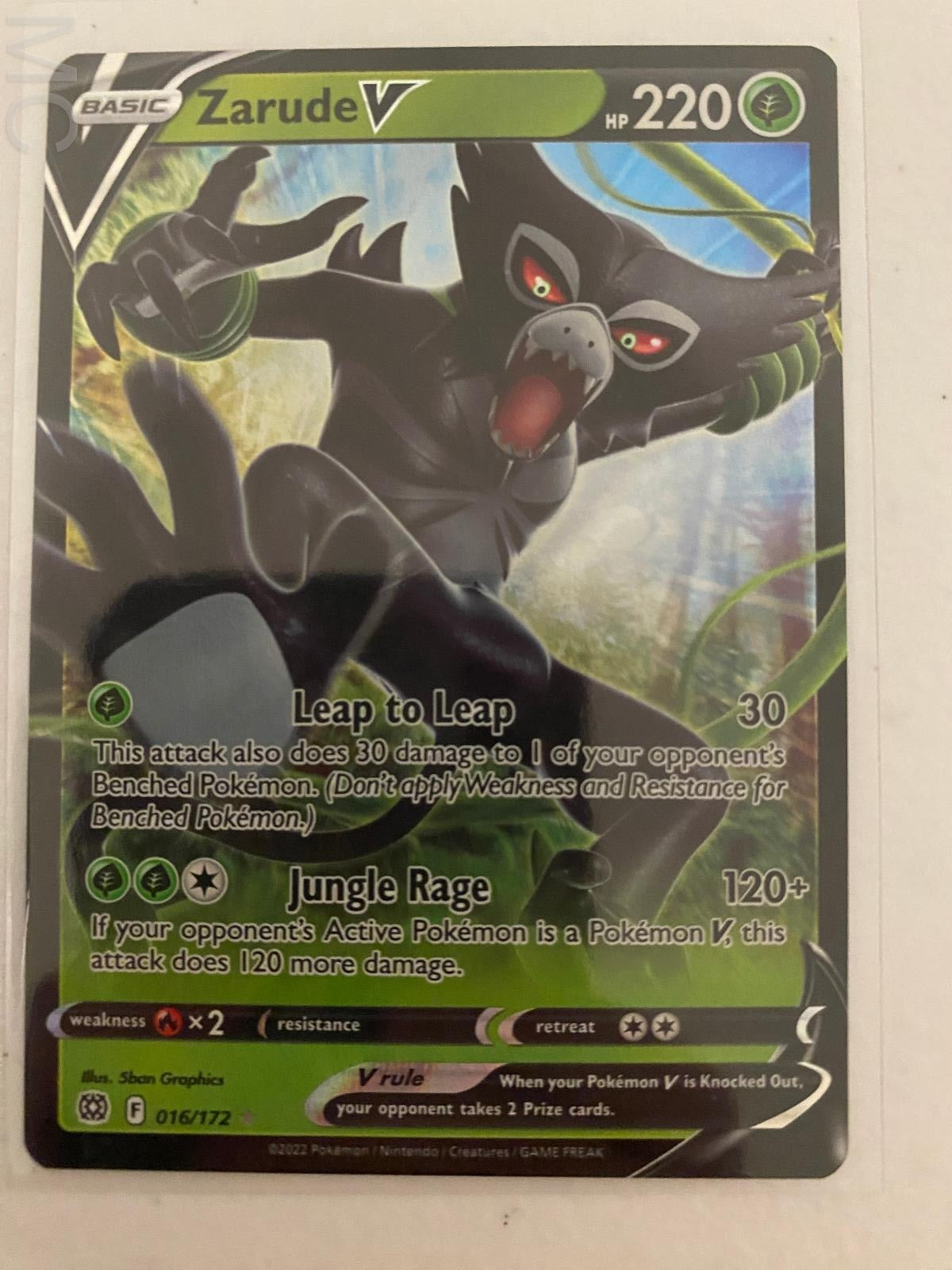 Zarude V 016/172 Holo V Rare Brilliant Stars Pokemon Near Mint