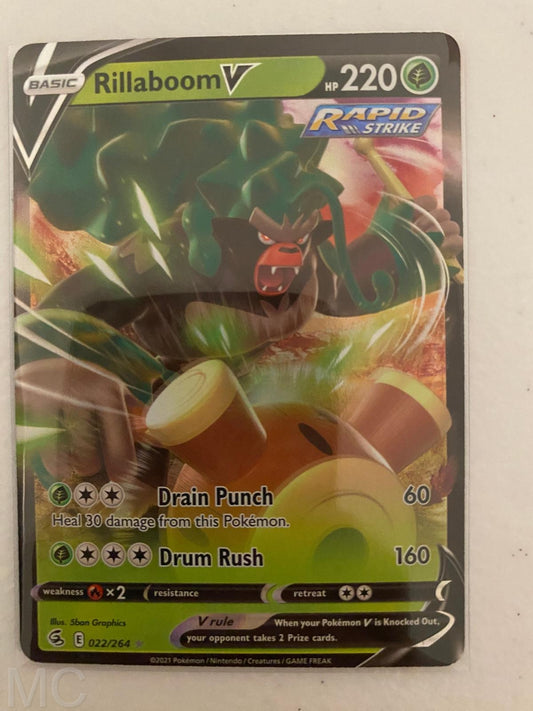 Rillaboom V 022/264 Holo V Rare Fusion Strike Pokemon Near Mint