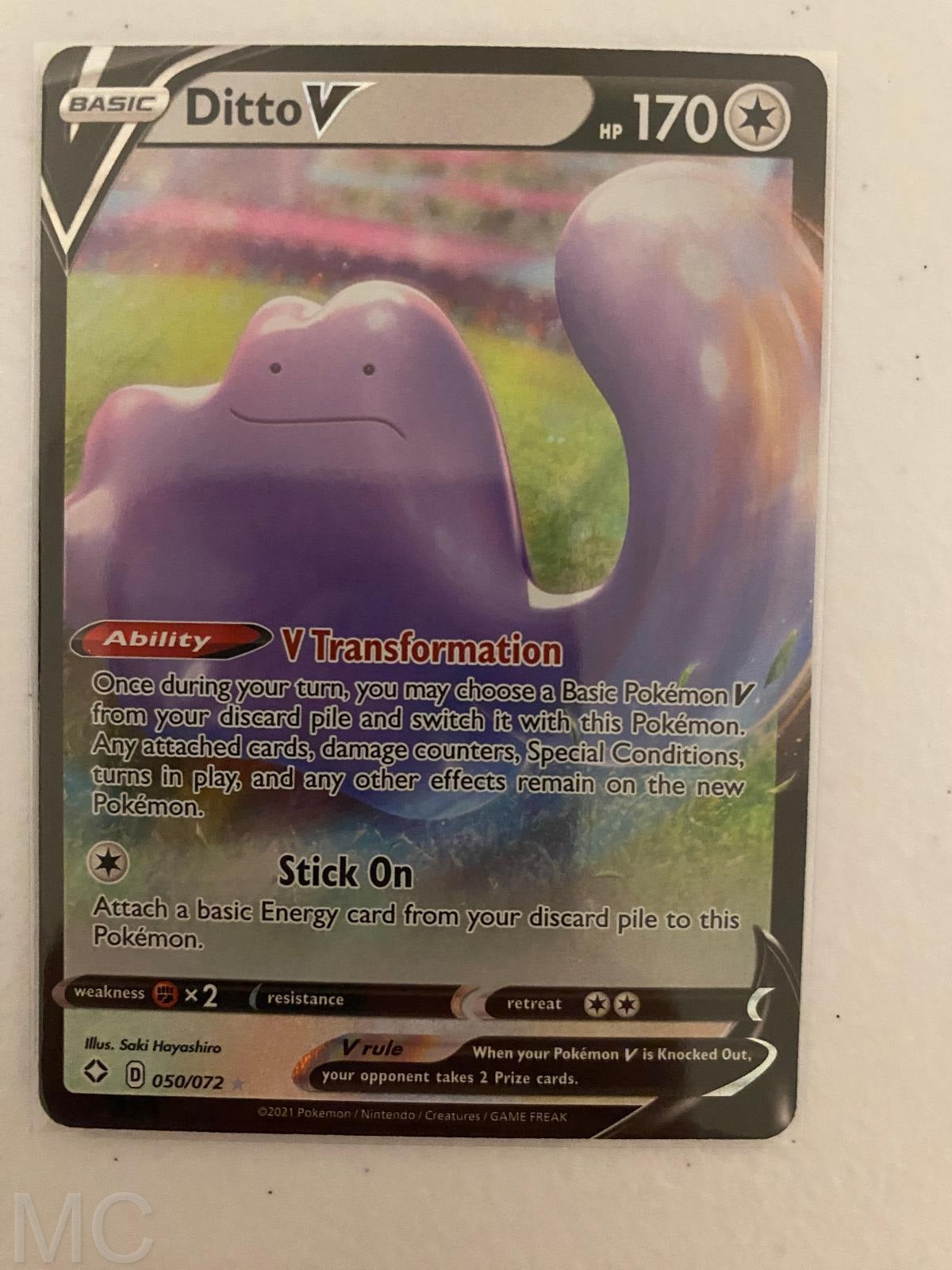 Ditto V 050/072 Holo V Rare Shining Fates Pokemon Near Mint