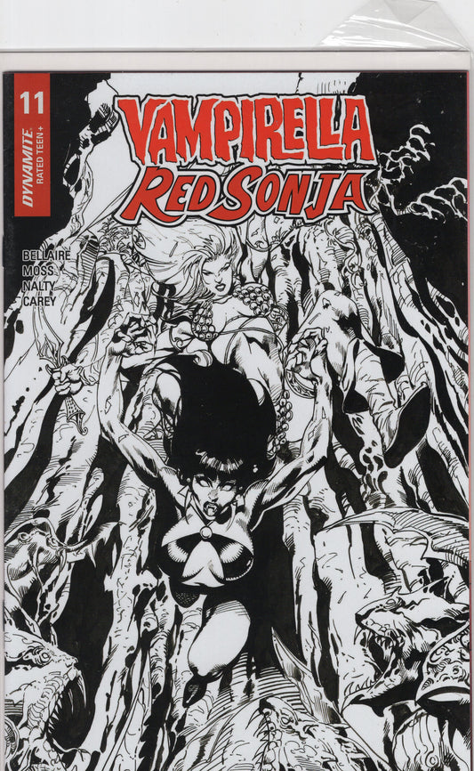 Vampirella / Red Sonja-FOC B&W Cover