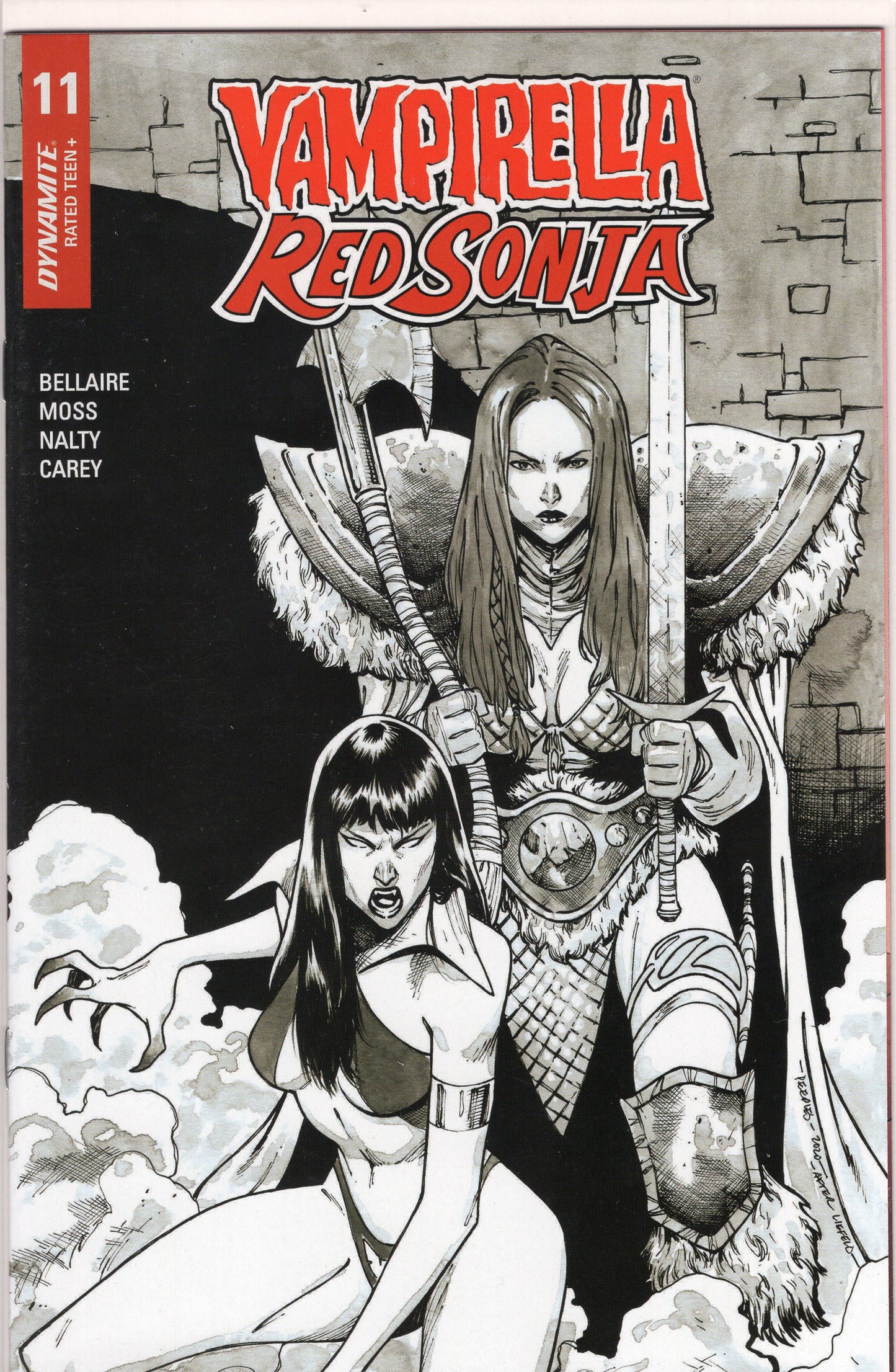 Vampirella / Red Sonja-15 Copy Peeples B&w Homage Incentive