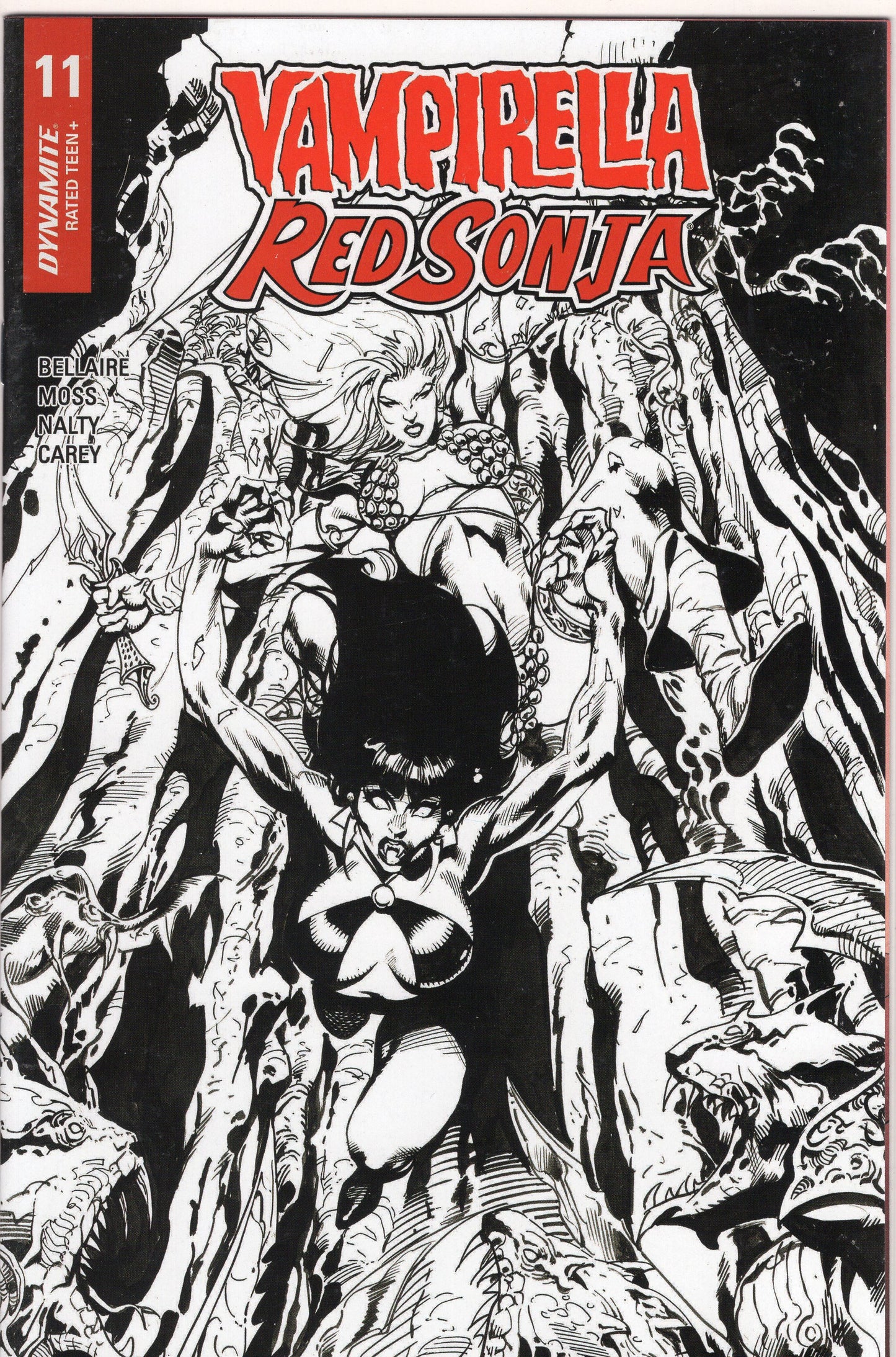 Vampirella / Red Sonja-FOC B&W Cover